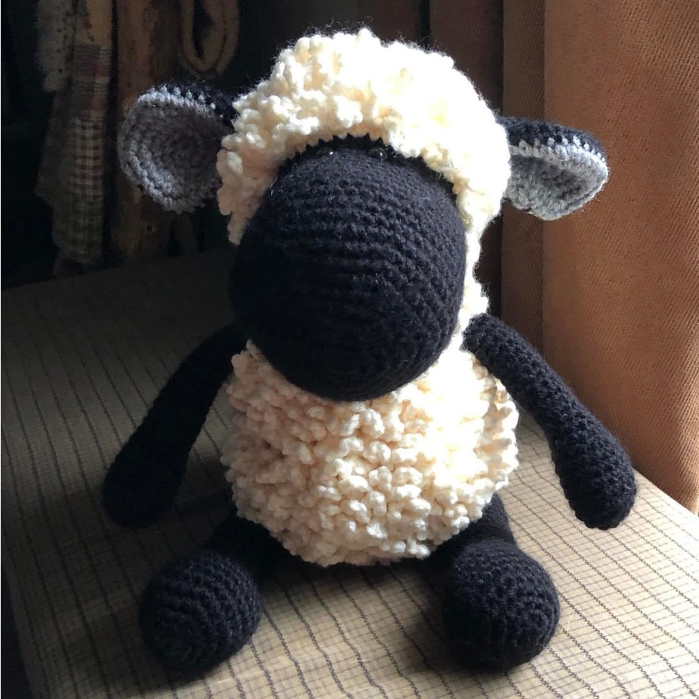 Hand crocheted fluffy sheep